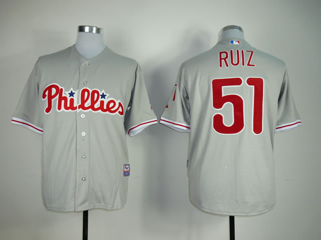 Men Philadelphia Phillies #51 Ruiz Grey MLB Jerseys